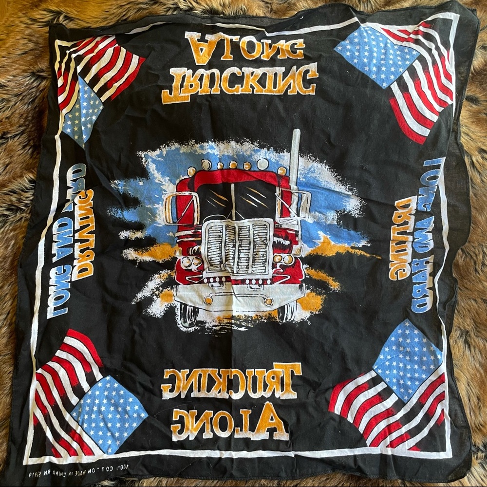 Vintage Trucking Along Bandana Scarf